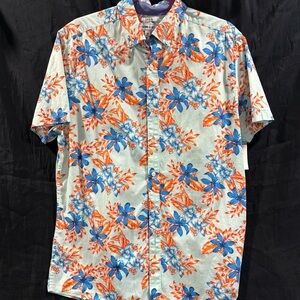 2/$20  Crown & Ivy Men's Floral Button Down Shirt - Blue and Orange